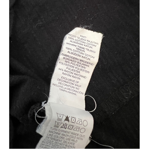 LUCKY BRAND Black Cotton Embellished Deep V Neck Sleeveless Casual Top M - Picture 8 of 8